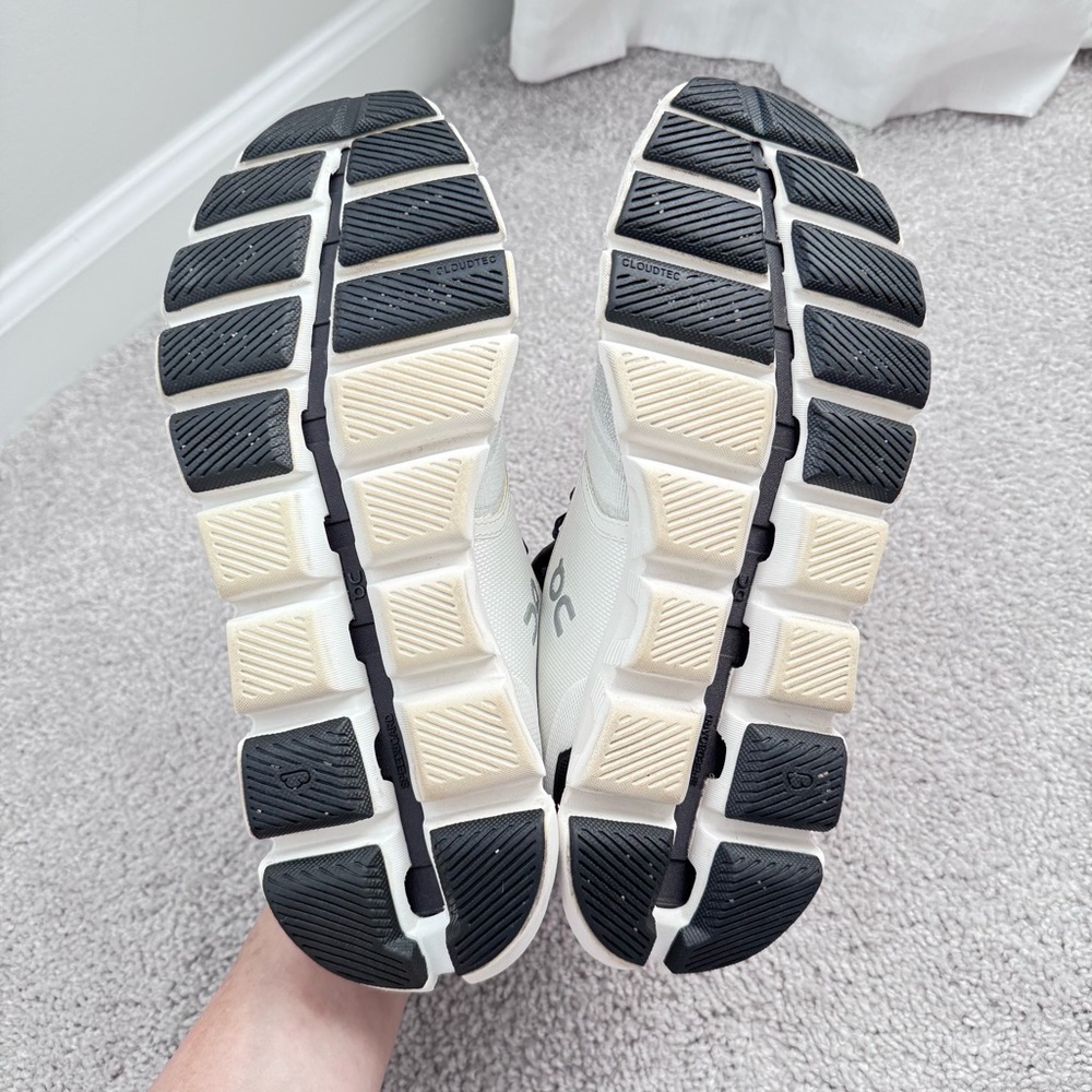 On Running Cloud X White and Black Athletic Sneakers - Picture 13 of 14